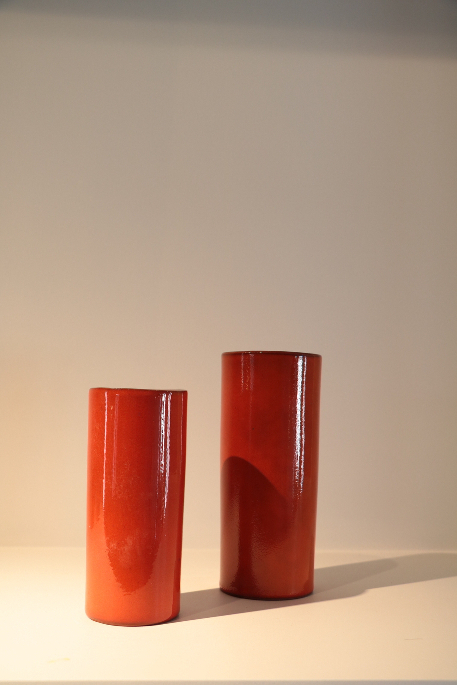 Orange cylindrical Vases 